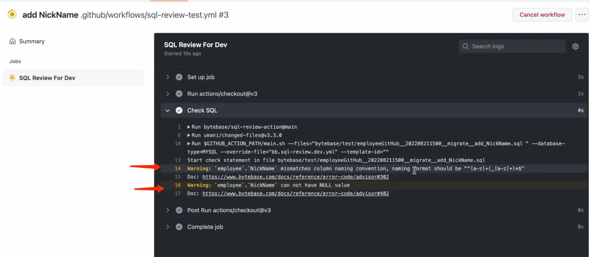 sql-review-actions